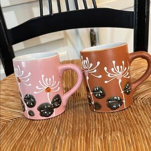 MCM Stoneware (Japan) Hand painted Mug Set of 2 Circa 1960-70s